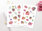 Preview: Tiere und Blumen Sticker Set